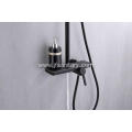 Black Square Shower Mixer Set With Marble Shelf